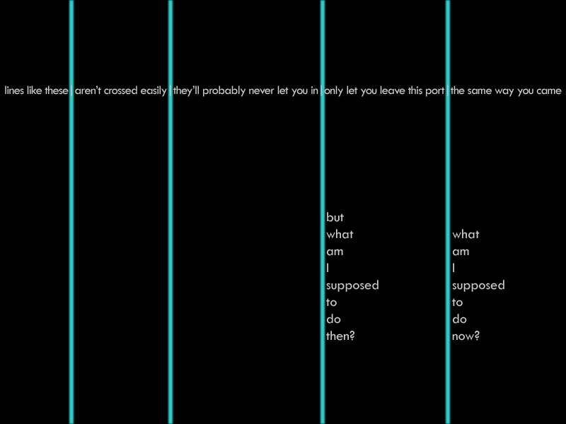 lines like these aren't crossed easily they'll probably never let you in only let you leave this port the same way you came